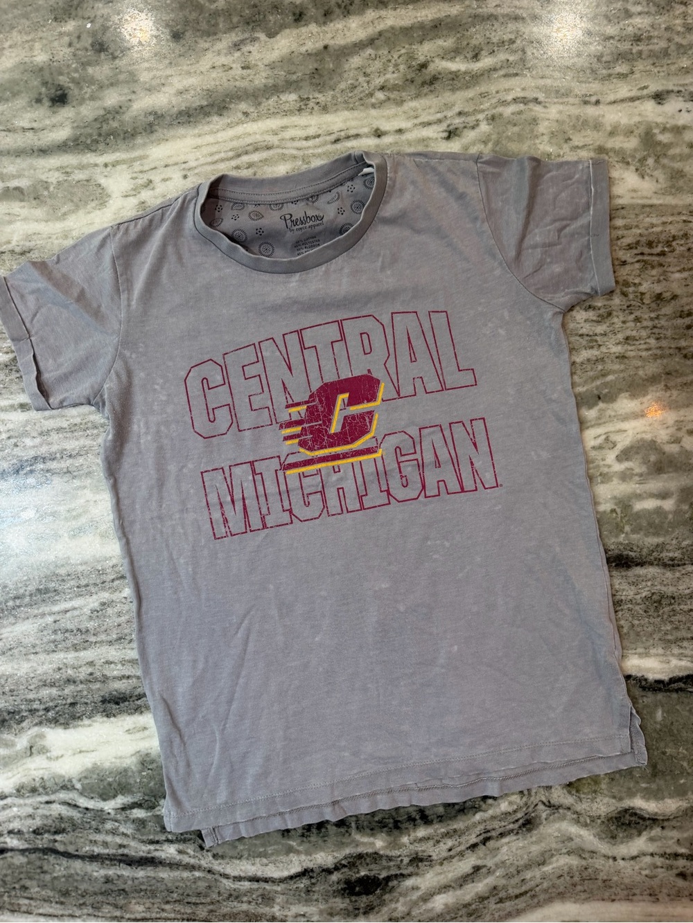 Central Michigan Logo Tee - Gray with Maroon & Gold